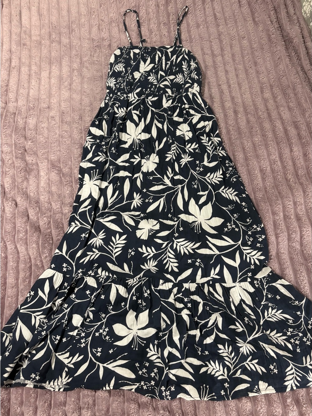 LOFT Navy and White Floral Maxi Dress